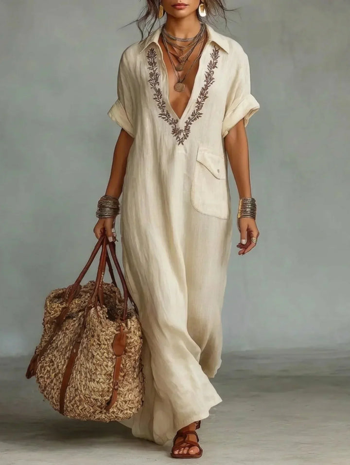 Marta | Bohemian Maxikleid mit floralem Druck